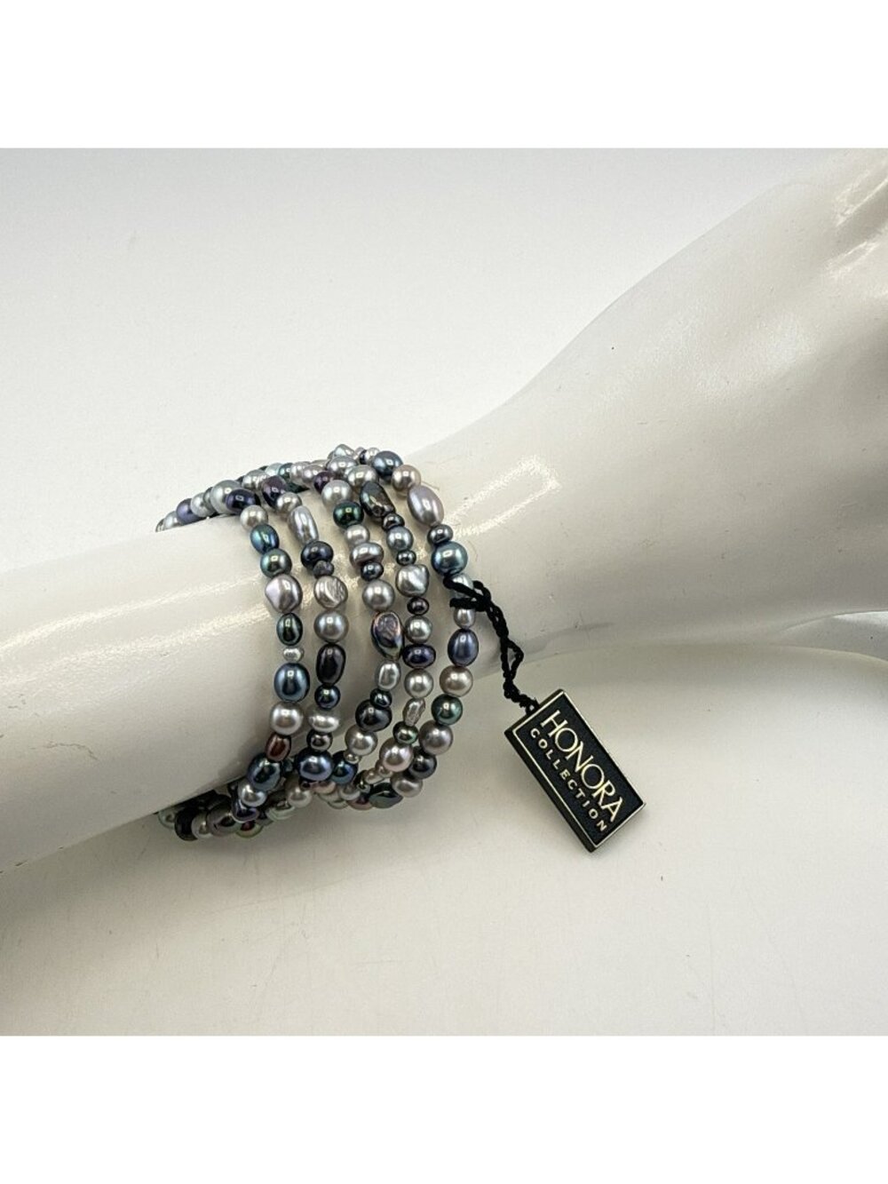 Honora Pearl Bracelet Stretch Set Lot of 5 Gray Oil Slick Multi Strands